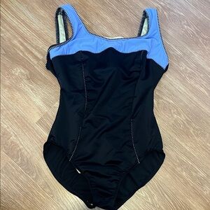 Miraclesuit Black and Light Blue One Piece Swimsuit size 12 periwinkle blue